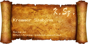 Kremmer Szabina névjegykártya